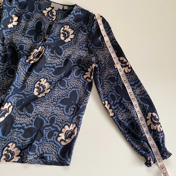 Ted Baker Oversize Floral Black Blue Ecru Blouse Sz Sm - Picture 8 of 10